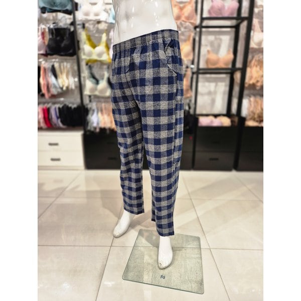 [시흥점] S 와코루 ) 면 선염 기모 체크 남자 홈웨어 바지 WPA546MP-NB