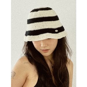 슬로우슬로울리 [단독]No.159 / Stripe Crochet Bucket Hat _ Black