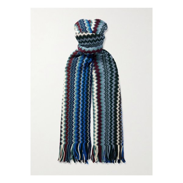 프린지 자카드 니트 울 스카프 46376663162948276