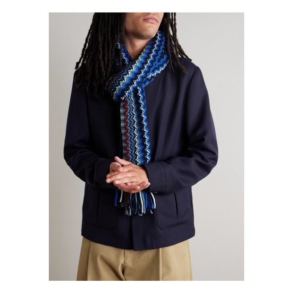 프린지 자카드 니트 울 스카프 46376663162948276