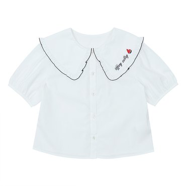 티파니 화이트 프릴카라 블라우스(T42KSB010)