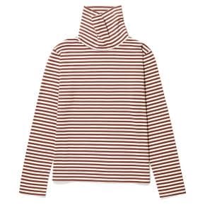 큘 THE TURTLENECK T-SHIRT - CREAM/WALNUT MINI STRIPE