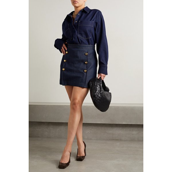 아담 립스 장식 데님 미니 스커트 블루 1647597290079950