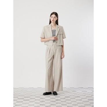 CC콜렉트 (SET-UP)린넨 블렌드 싱글 크롭 자켓_C252MSF233