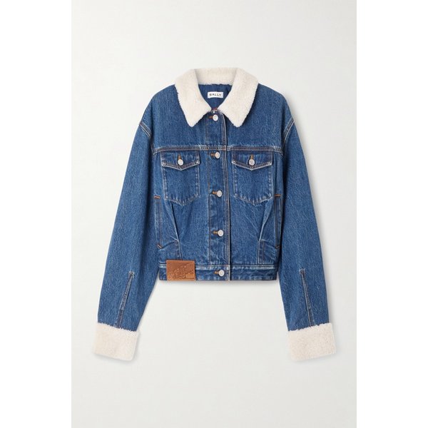 시어링 트림 패딩 데님 재킷 크롭 미드 인디고 46376663162911768