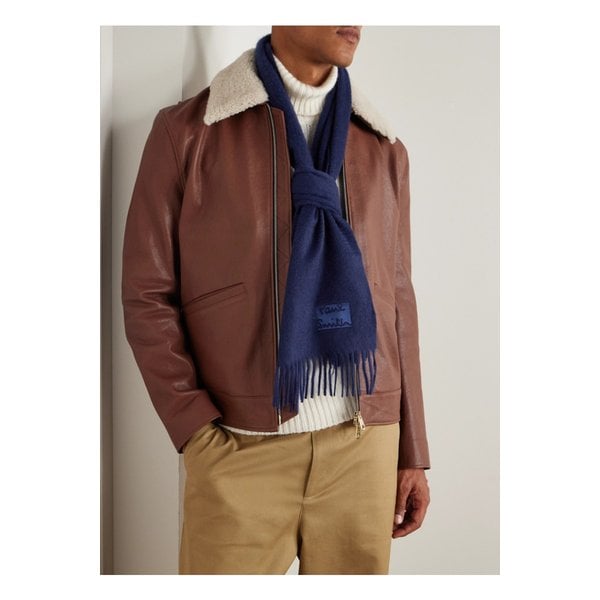 로고 자수 프린지 캐시미어 스카프 46376663162903496