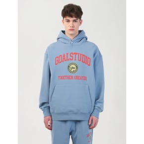 FC LETTERING STONE WASHED HOODIE-BLUE