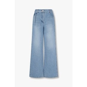 보브 [BASQUIAT] 라벨 포인트 와이드 데님 팬츠(71152553C4)