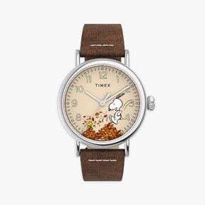 피너츠 스탠다드 탄 레더 브라운 스트랩 시계 40mm