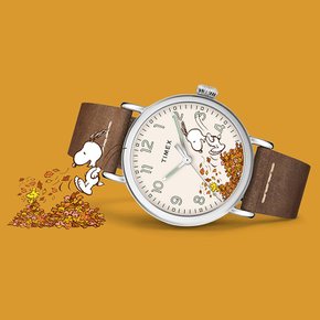 피너츠 스탠다드 탄 레더 브라운 스트랩 시계 40mm