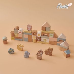 파스텔 동물 나무블록 세트 50pcs