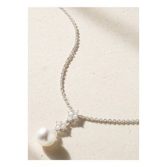 MIKIMOTO 미키모토 18k 화이트 골드 다이아몬드 진주 네크리스 실버 1647597355950496