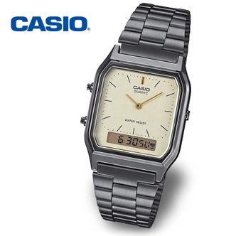 카시오 [정품] CASIO 카시오 AQ-230GG-9A 듀얼타임 레트로 공용 메탈시계