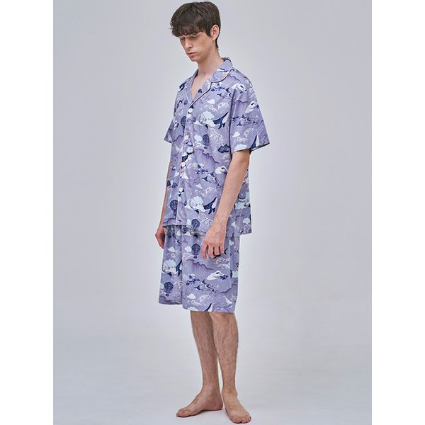 텐셀 모달 스카이웨일랜드 반팔 세트 남성 잠옷