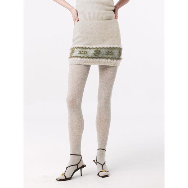 Nordic Knit Mini Skirt Oatmeal