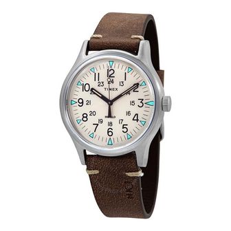 이스퀘어 4665667 Timex MK1 Quartz Beige Dial Brown Leather Mens Watch TW2R96800