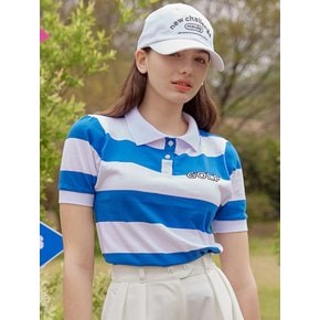 stripe golf T-shirt blue