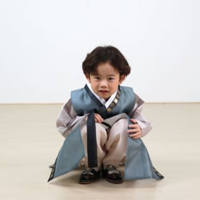 한복H5706 남아한복 시작의계절 그레이 금박 주니어 아동한복[1세-12세]