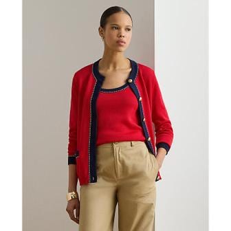 로렌 랄프 로렌 투톤 코튼 블렌드 카디건(WMLRSWES6820893600)