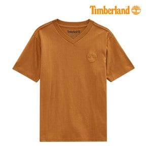 [팀버랜드키즈] 코튼 로고 엠보싱 브이넥 티셔츠(TLSDA13F_740)