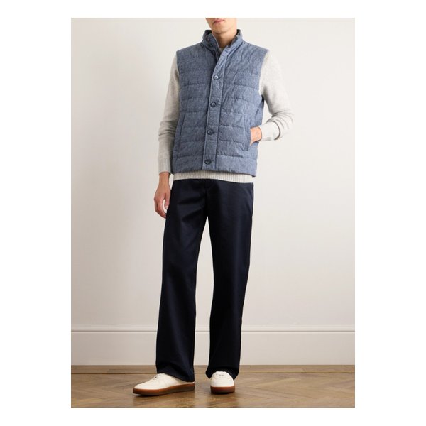 패딩 퀼팅 코튼 샴브레이 다운 질레 블루 1647597338187429