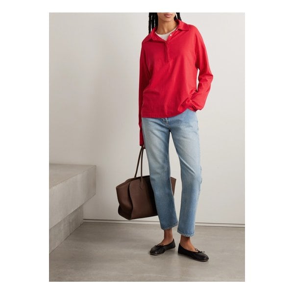 로디 브러시드 코튼 저지 폴로 셔츠 레드 1647597359618709