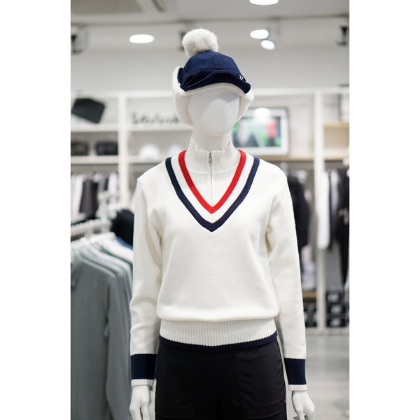 [여주점] 골프웨어 여성 골프 브이 하이넥 니트 TNA02