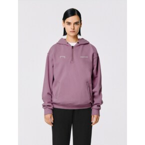 STONE WASHED HALF ZIP-UP HOODIE-PURPLE