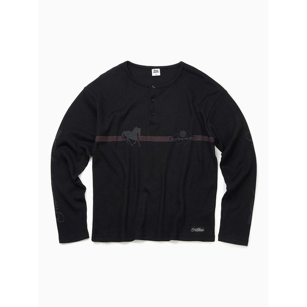 포니 와플 헨리넥 롱슬리브 [블랙]