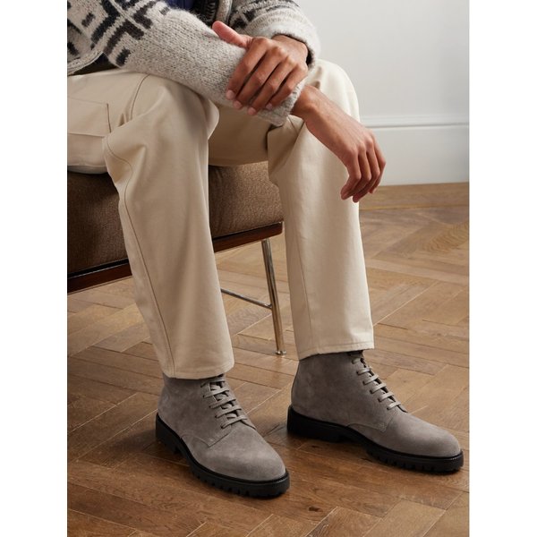 브루넬로쿠치넬리 왁스드 스웨이드 레이스업 부츠 46376663162999955