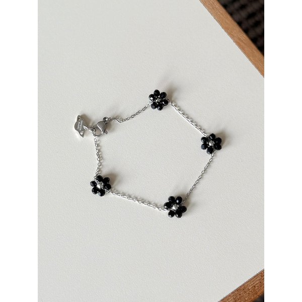 floral chain bracelet (BLACK)
