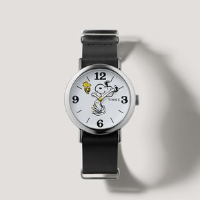 피너츠 위켄더 스누피 우드스탁 가죽시계 40mm