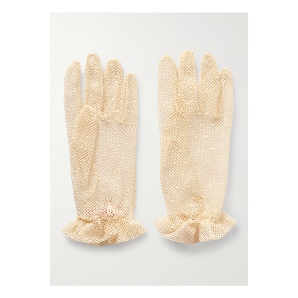 로고 플라크 장식 코튼 블렌드 피쉬넷 장갑 1647597353595669