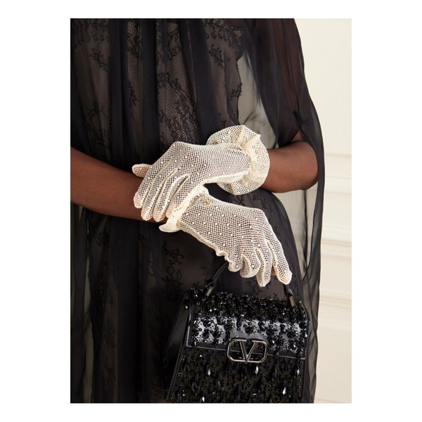 로고 플라크 장식 코튼 블렌드 피쉬넷 장갑 1647597353595669