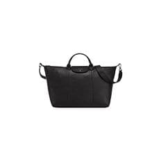 미국 롱샴 토트백 Longchamp Large Cuir 레더 Top Handle Tote Shoulder Travel Bag 블랙 143315