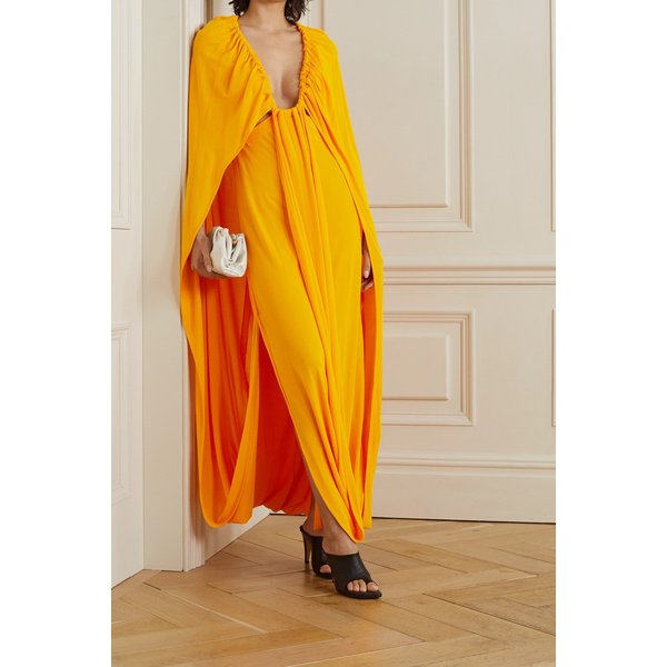 프로엔자슐러 Cape-effect Gathered Jersey Maxi Dress 옐로 36093695688915995