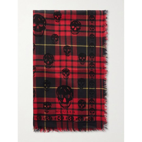 프린지 체크 울 실크 혼방 스카프 46376663163020001