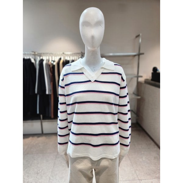 [여주점] [나이스클랍] 오픈카라 스트라이프 니트 A261PWK203