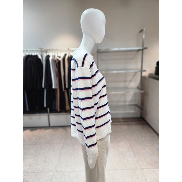 [여주점] [나이스클랍] 오픈카라 스트라이프 니트 A261PWK203