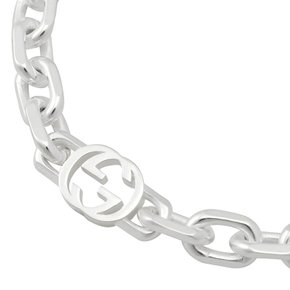 G G 20cm INTERLOCKING G CHAIN [] [구찌] 인터로킹 더블 샤이니 피니시 체인 팔찌 실버