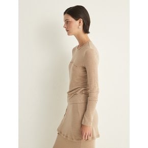 LAYERED LONG JERSEY TOP - BEIGE