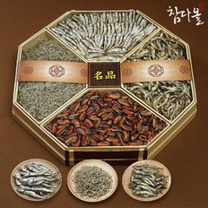 통영 팔각한지함멸치선물세트 1호(특소멸300g,자멸300g,세멸350g,홍합600g)