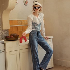 Moidew instant straight denim slit pants