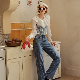 쎄무아듀 Moidew instant straight denim slit pants