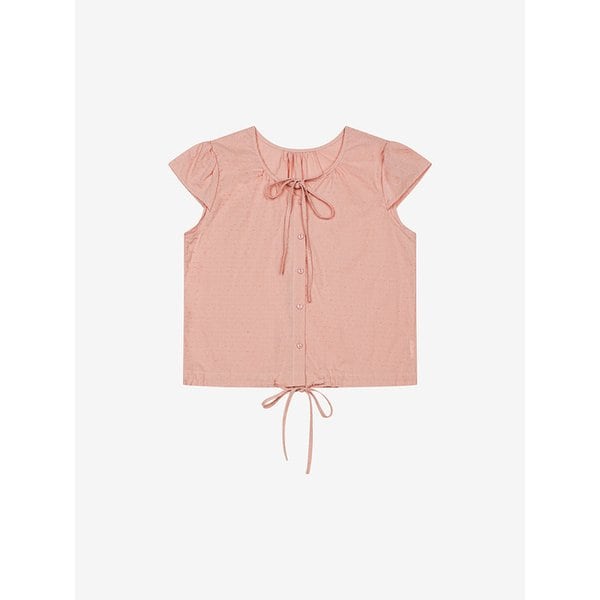 도트 자수 캡슬리브 리본 블라우스 (TKBAG2480)