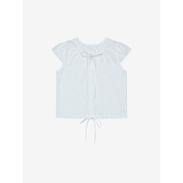 도트 자수 캡슬리브 리본 블라우스 (TKBAG2480)