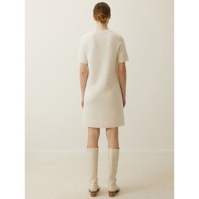 Pocket Half Sleeve Mini Dress  Ivory