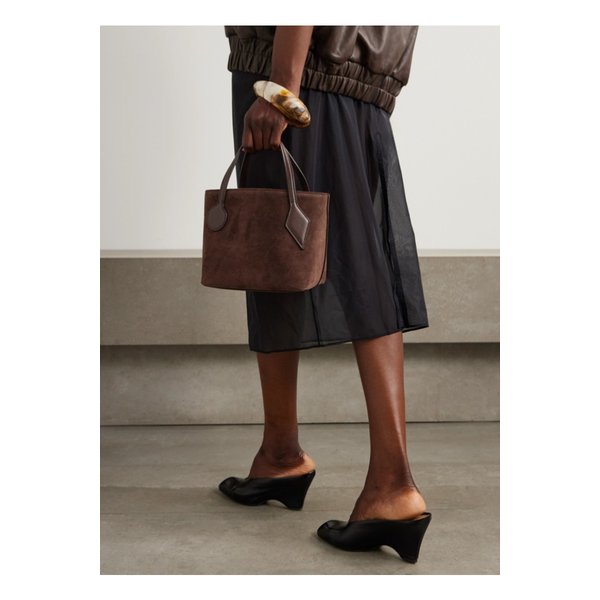 리프너 마이크로 가죽 트리밍 스웨이드 토트백 46376663162883549