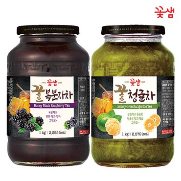  꽃샘 꿀 복분자차 1KG +꿀 청귤차 1KG (과일청)