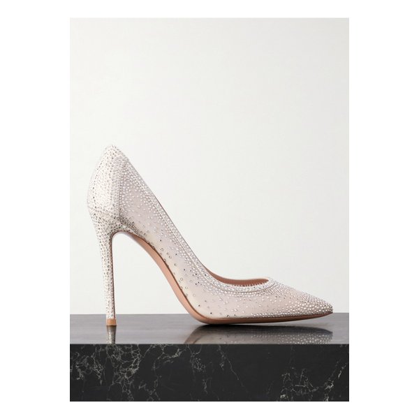 라니아 크리스털 장식 스웨이드 트리밍 오간자 펌프스 85mm 46376663162875998